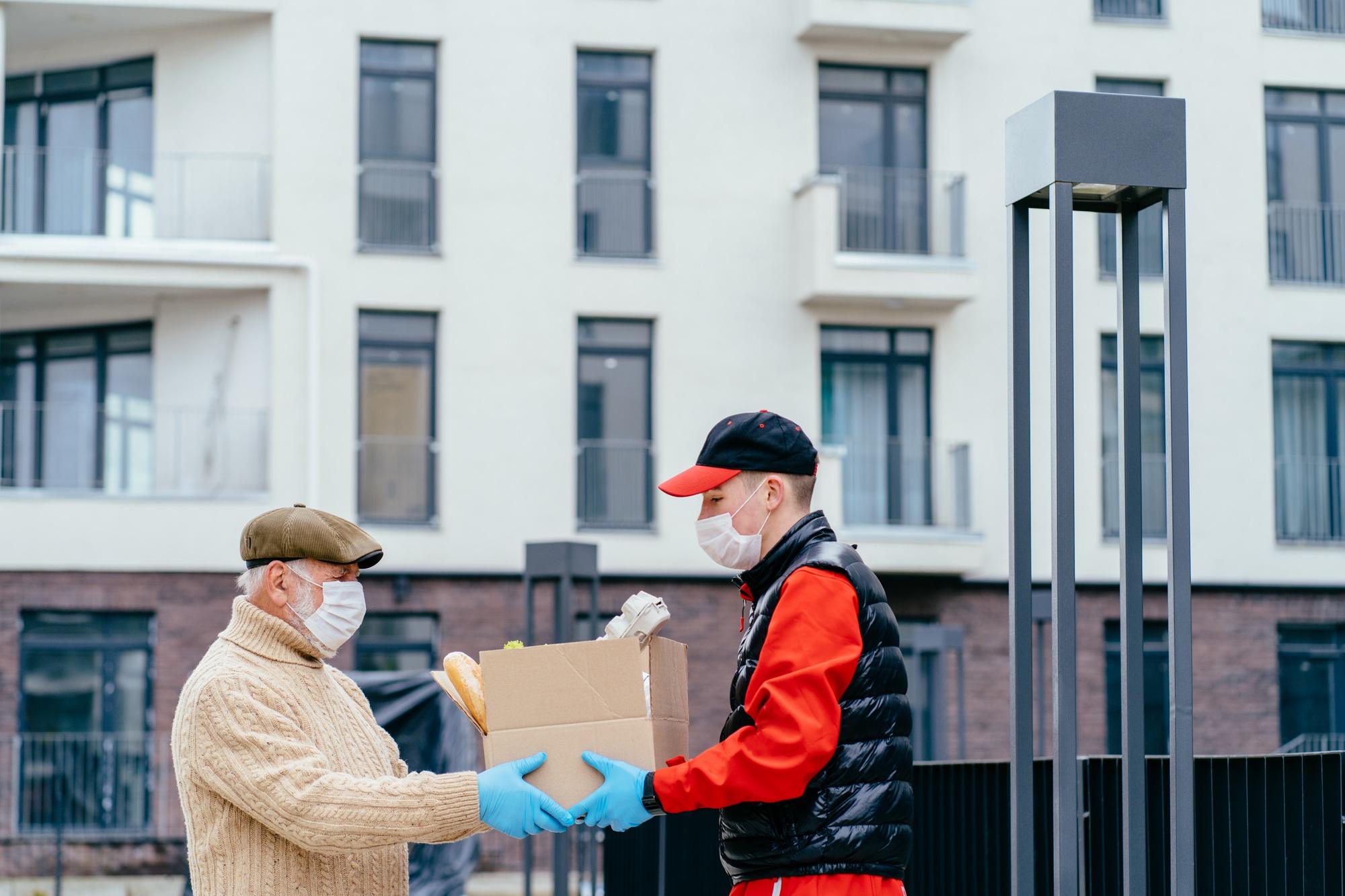 Fresh groceries and food delivery for elderly people.
